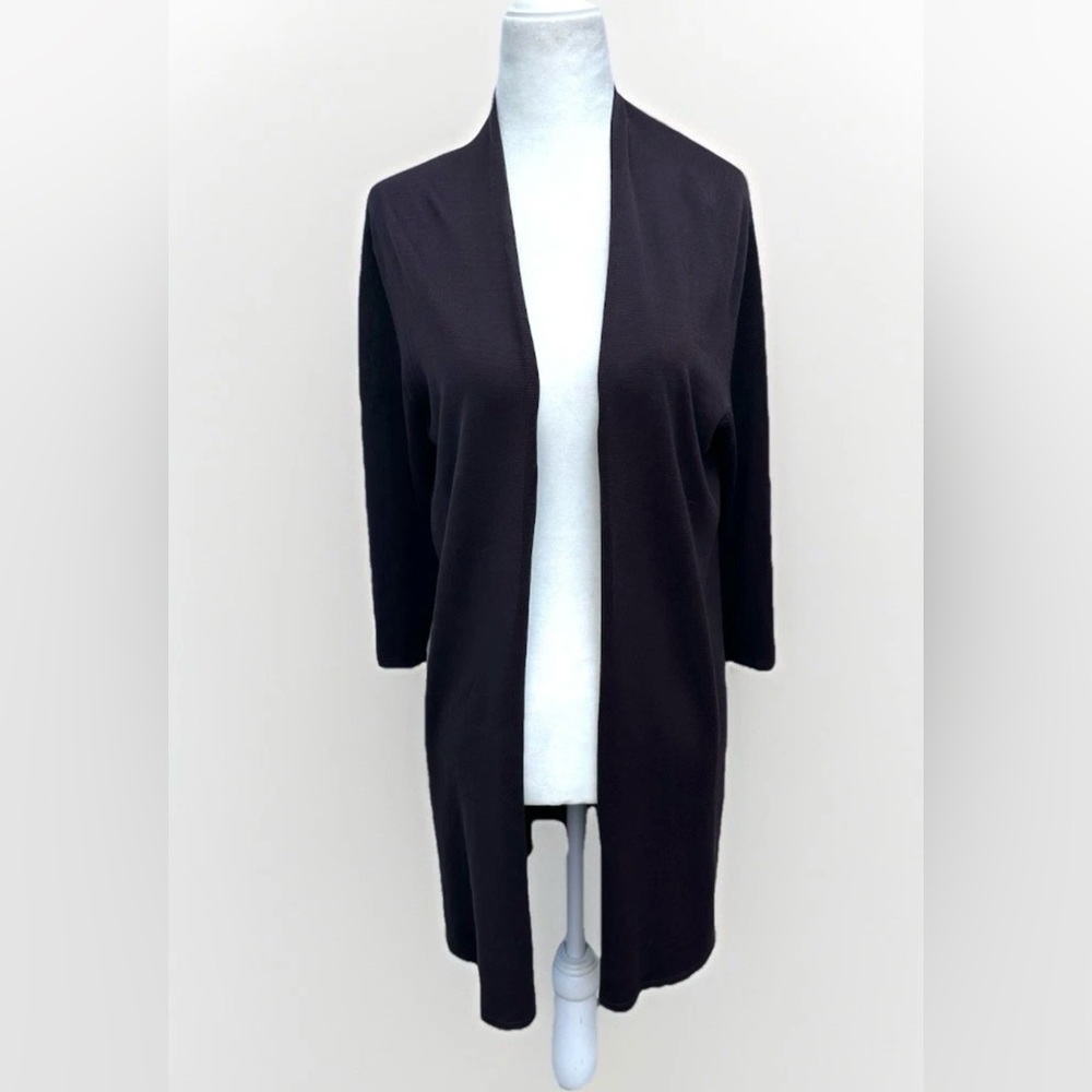 Eileen Fisher Cardigan Sweater Women S Silk Blend Chocolate Brown Open Casual